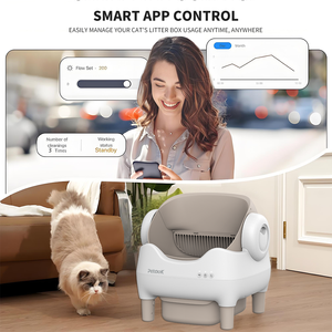 Bac à litière intelligent 65L, bac à litière automatique autonettoyant avec contrôle par application, éliminateur d'odeurs à ouverture supérieure <span class=keywords><strong>pour</strong></span> plusieurs chats - Product Image 3