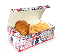 Logotipo de impresión personalizado negro de calidad alimentaria reciclable pollo patatas fritas caja de buñuelos frito Gyoza caja de embalaje