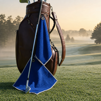 Serviette de golf en microfibre personnalisable avec logo, double couche gaufrée, nettoyeur de balles de golf avec poche et crochet, vente en gros pour promotion