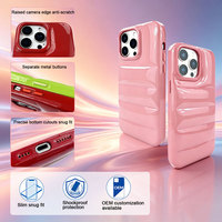 Coque de téléphone matelassée brillante pour iPhone 18 17 16 Pro Max, antichoc, protection renforcée des bords de l'appareil photo, support personnalisé du logo