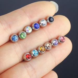 Bola de Repuesto para Piercing Gaby de Acero 316L con Cristal y Diamante, Barra para Piercing de Pezón, Ceja - Product Image 3