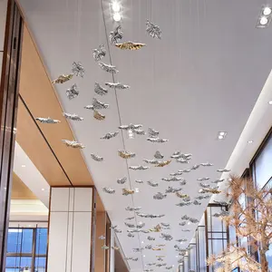 Restaurante Teto Arte Decorações Projeto Folhas Cordas Pendurado Ornamento Hotel Para Lobby