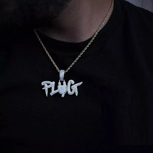 Iced Out Bling Men Boy Hip Hop Jewelry Micro Pave 5A Cubic Zirconia CZ <strong>PLUG</strong> Pendant Necklace - Product Image 3