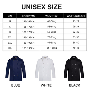Camisas de trabajo para hombre, abrigo de Chef negro azul marino, chaqueta para hombre, uniforme para camareros, camarera, ropa de cocina para Otoño e Invierno - Product Image 4