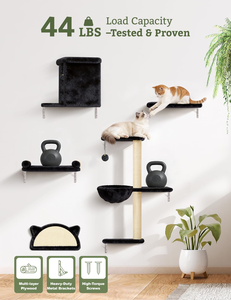 Custom Modern Stable Wooden Cat Climber Wall-Mounted Cat Furniture with Cat House Bridge Tree Scratcher - Product Image 3