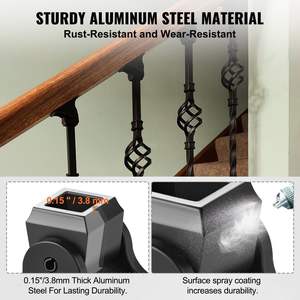 1/2 Inch Black Aluminum Alloy Baluster Shoes Square Balusters Wrought Spindles for Staircase Slant Shoes Screw Holes <b>Stair</b> <b>Parts</b> - Product Image 4