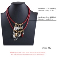 Collier vintage multicouche en cuir pour femme, avec pendentifs multiples (cœur, feuille, perle, strass), bijou de mode affirmé