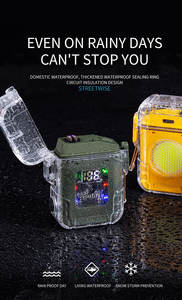 Barato creativo al aire libre de carga USB a prueba de viento impermeable de doble arco LED encendedor transparente ABS cuerpo IP65 calificación para acampar - Product Image 2