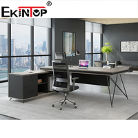 Ekintop Director Contemporáneo Gris Jefe Melamina Simple Trading Chairman Mesa de extensión en forma de L Escritorios de oficina ejecutivos