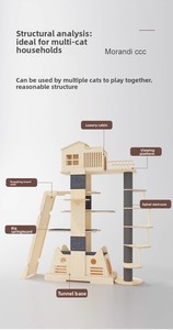 <span class=keywords><strong>Arbre</strong></span> <span class=keywords><strong>à</strong></span> <span class=keywords><strong>chat</strong></span> en bois massif de haute qualité avec plusieurs perchoirs, condo et <span class=keywords><strong>poteaux</strong></span> <span class=keywords><strong>à</strong></span> gratter en sisal - Product Image 6