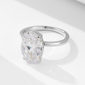 Anillo de Plata de Ley 925 de Moda Directo de Fábrica SPJ, Juego de Anillos de Compromiso y Boda con Circonita Ovalada de 8*12 mm para <span class=keywords><strong>Mujer</strong></span> - Product Image 4