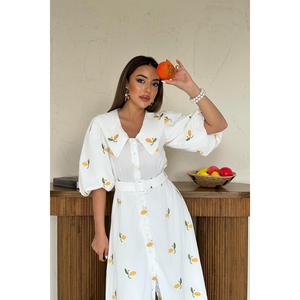 Robe de cocktail rose à imprimé floral, ceinturée, coupe trapèze, en coton et fibre de bambou respirante, taille naturelle, col carré - Product Image 1