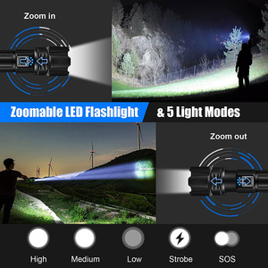 Luces Led 100000 Lumen de alta potencia para campamento, juego de luces de <span class=keywords><strong>Flash</strong></span> impermeables, linterna táctica recargable por USB potente - Product Image 3