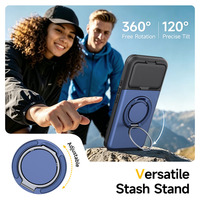 Magnetische telefoonhoes met verborgen kaartsleuf en 360° bescherming °   Draaibare ringstandaard, verschuifbare camerakap, volledige valbescherming voor Xiaomi 17T Pro