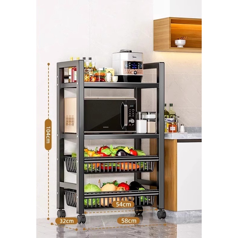 Nero 4 strati-lunghezza 58 cm-2 cestini 2 tavole