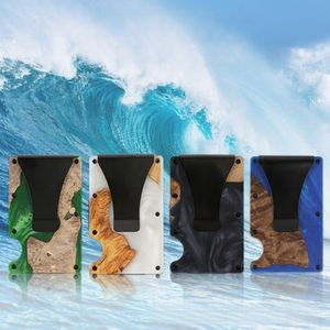 Portafoglio Sottile in Alluminio con Blocco RFID, Fermasoldi da Uomo, Porta Carte Antifurto da Viaggio, Accessorio Minimalista per Tasca Frontale con Cinturino Elastico - Product Image 5