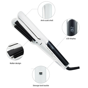 Piastra per Capelli Elettrica con Olio, Display LCD, Riscaldamento Rapido, Rivestimento <span class=keywords><strong>in</strong></span> Ceramica, Qualità Professionale, con Strisce <span class=keywords><strong>in</strong></span> Spugna - Product Image 5