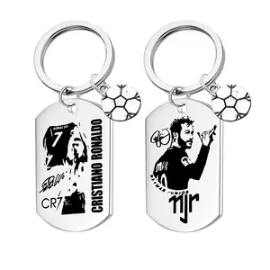 Metal Stainless Steel Laser Engraved Printing Pendant Souvenir Gift World Sports Cup Football Custom Keychain