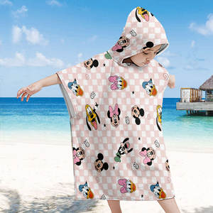 Serviettes à capuche pour enfants, design de dessin animé personnalisé, douces et absorbantes, peignoir de bain pour garçons et filles, poncho de bain pour bébés et tout-petits, serviette de plage - Product Image 5