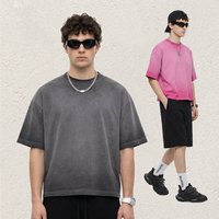 T-shirt surdimensionné gris délavé pour homme, 100 % coton, personnalisé, avec broderie de lettres en strass et sérigraphie graphique de film