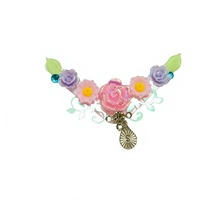 Autocollants de bijoux de visage en forme de fleurs roses et violettes, strass autocollants en cristal pour l'art corporel des enfants, idéaux pour les fêtes et festivals