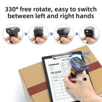 Escáner de Código de Barras Inalámbrico Industrial Mini NORGEE NG200 /2.4G, Batería de 10 Horas, 16MB de Almacenamiento, Anillo de Dedo Portátil, Lector de Códigos QR