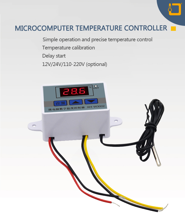 12V 24V 48V thermostat 110V-220V W3002 Digital Led Temperature Controller 10a Thermostat Control Switch Probe Xh-w3002 OEM(图1)