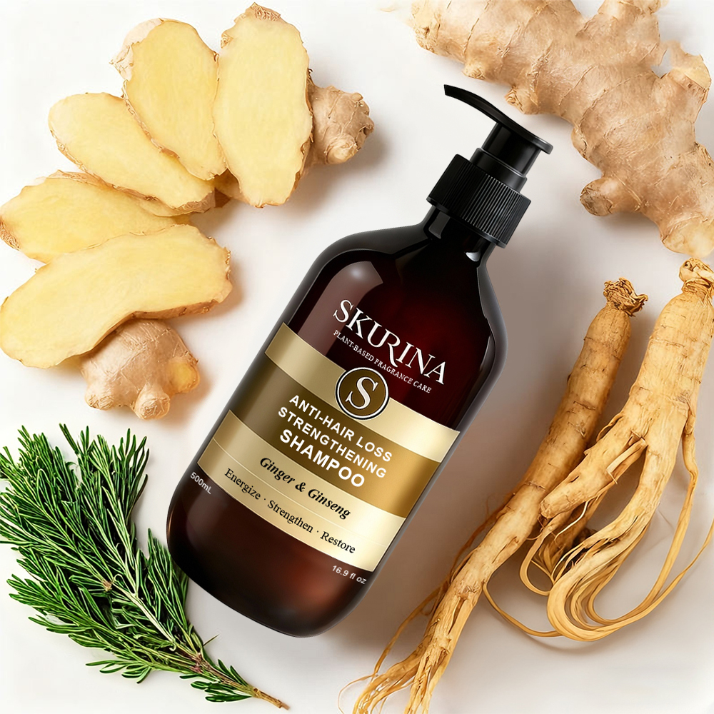 Natural Herbal Anti-Hair Loss Shampoo Arborvitae Leaf Ginseng Ginger Vegan Oil Control Nourishment Refreshing Hair Care Shampoo