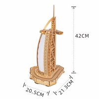 Modèle de l'hôtel Burj Al Arab de Dubaï en bois 3D découpé au laser, jouet éducatif d'assemblage, ensemble de blocs de construction décoratifs