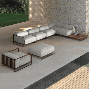 Ensemble de mobilier de jardin nordique en aluminium imperméable, sectionnel en L, pour patio et villa, idéal pour l'extérieur - Product Image 1
