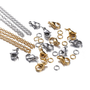 Stainless Steel Gold <b>Chain</b> Lobster Buckle Single Ring Set For Bracelet Making DIY Jewelry Accessories - Product Image 4