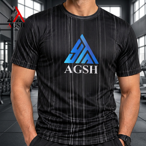 เสื้อยืดแขนสั้นผู้ชาย AGSH พิมพ์ลายแบบซับลิเมชั่น ลายทาง แห้งเร็ว ทรงเข้ารูป สปอร์ต คอกลม - Product Image 6