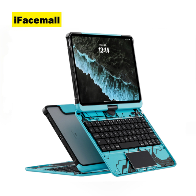 IFacemall Newest 360° Rotating High Quality Pencil Slot Backlit Magic Tablet Cover Case with Trackpad for iPad 10.2Inch 7/8/9th