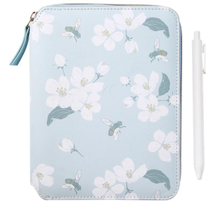 Cuaderno de cuero PU con estampado de flores y cremallera, bonito diario B6 2022, listo para enviar, con bolígrafo - Product Image 5