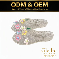 Sandales d'été pour femmes à bout fermé, en gelée de cristal, antidérapantes, en PVC souple, pour l'extérieur et l'intérieur, avec décor floral, chaussures décontractées, directement de l'usine