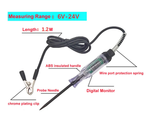 6V <span class=keywords><strong>12V</strong></span> 24V DC רכב משאית מתח מעגל <span class=keywords><strong>Tester</strong></span> תצוגה דיגיטלית בדיקה ארוכה עט אור הנורה רכב אבחון כלים תיקון אוטומטי - Product Image 2