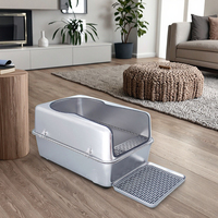 Bac à litière carré automatique en acier inoxydable de qualité supérieure, nettoyage facile, adapté au sable, accessoire de toilette confortable