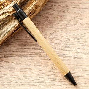 XJ134 ECO Bamboo Barrel Ballpoint <b>Pen</b> with Plastic Clip Promotional Business Custom logo Printed Bamboo Ball <b>Pen</b> for <b>Gift</b> - Product Image 6
