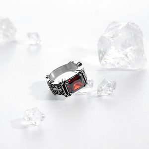 VAF عصري أسود/أحمر 3A ترصيع الزركون عبر خاتم الرجال SS Anillo De ombre Con Cruz Incrustada De Zircon 3A نيغرو/روجو - Product Image 2
