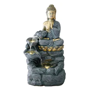 Tisch brunnen Harz Wasser Wasserfall Brunnen Neu gestaltete 5-stöckige Home Decoration Wasserpumpe und LED-Licht