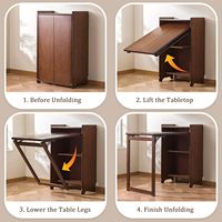 Escritorio Plegable de Bambú, Estantería, Mesa de Escritura Convertible, Mueble de Almacenamiento para Oficina en Casa, Estación de Trabajo para Computadora, Diseño Moderno