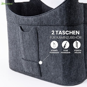 Échantillon gratuit panier en bois de feutre pour bois de chauffage grand <span class=keywords><strong>40</strong></span> L poignées en bois chêne debout de manière fiable panier personnalisé sac en feutre recyclé - Product Image 3