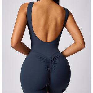 Vendita all'ingrosso di un pezzo con Zip sulla parte anteriore Yoga Activewear scunch Booty senza soluzione di continuità palestra donna tuta Fitness <span class=keywords><strong>abbigliamento</strong></span> donna - Product Image 4