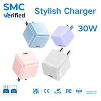 Chargeur mural USB C GaN mini 30W, couleur macaron, chargeur rapide compact, fonctionne à basse température, adaptateur secteur EU US UK, vente en gros