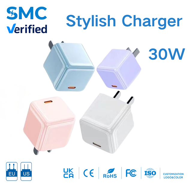 30W GaN Mini PD USB C Wall Charger Macaron Color Compact Fast Charger Low Temperature Workable Power Adapter EU US UK Wholesale