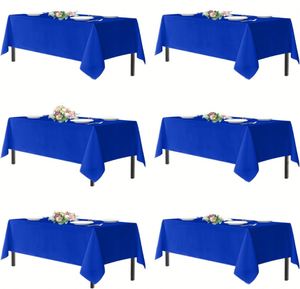 Blue <b>Square</b> Polyester <b>Tablecloths</b> 6 Foot 60x102 Inch Washable Reusable for Wedding Party Banquet - Product Image 1