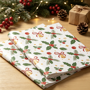 Wholesale Custom Printed Christmas Tissue <b>Paper</b> 17g 60g 80g Xmas Gift <b>Wrap</b> for Holiday Present Box Inner & Outer Gift Packaging - Product Image 1