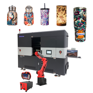 Impresora de inyección de tinta UV de 360 ° de grado industrial, máquina giratoria de alta velocidad para artículos cilíndricos, cabezal de impresión Ricoh de Resolución de 600 ppp - Product Image 1