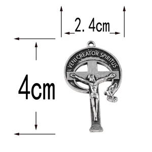 Crucifijo Católico Religioso Chapado en Plata Antigua de 4*2.4cm, Colgante de Cruz para Hacer Rosarios - Product Image 2