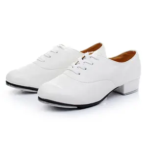 Sepatu kets kulit PU untuk wanita, sepatu sneakers pesta dansa Irlandia bahan kulit PU warna hitam, sepatu dansa jazz wanita